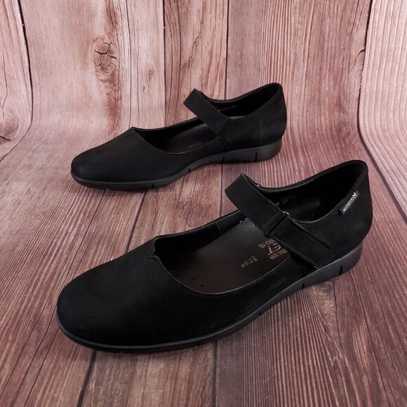 Mephisto Womens Size 10 Jenyfer Nubuck Mary Jane Shoes Black Suede Air-Jet - Picture 1 of 15